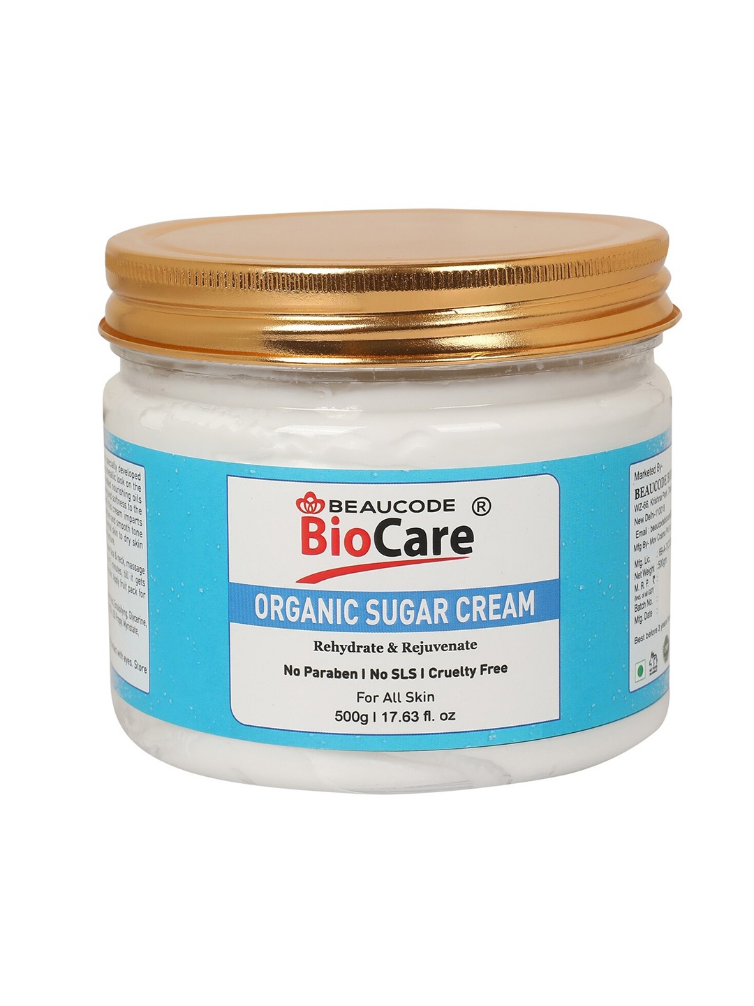 

BEAUCODE BIOCARE Organic Sugar Paraben Free Face & Body Cream - 500g, White