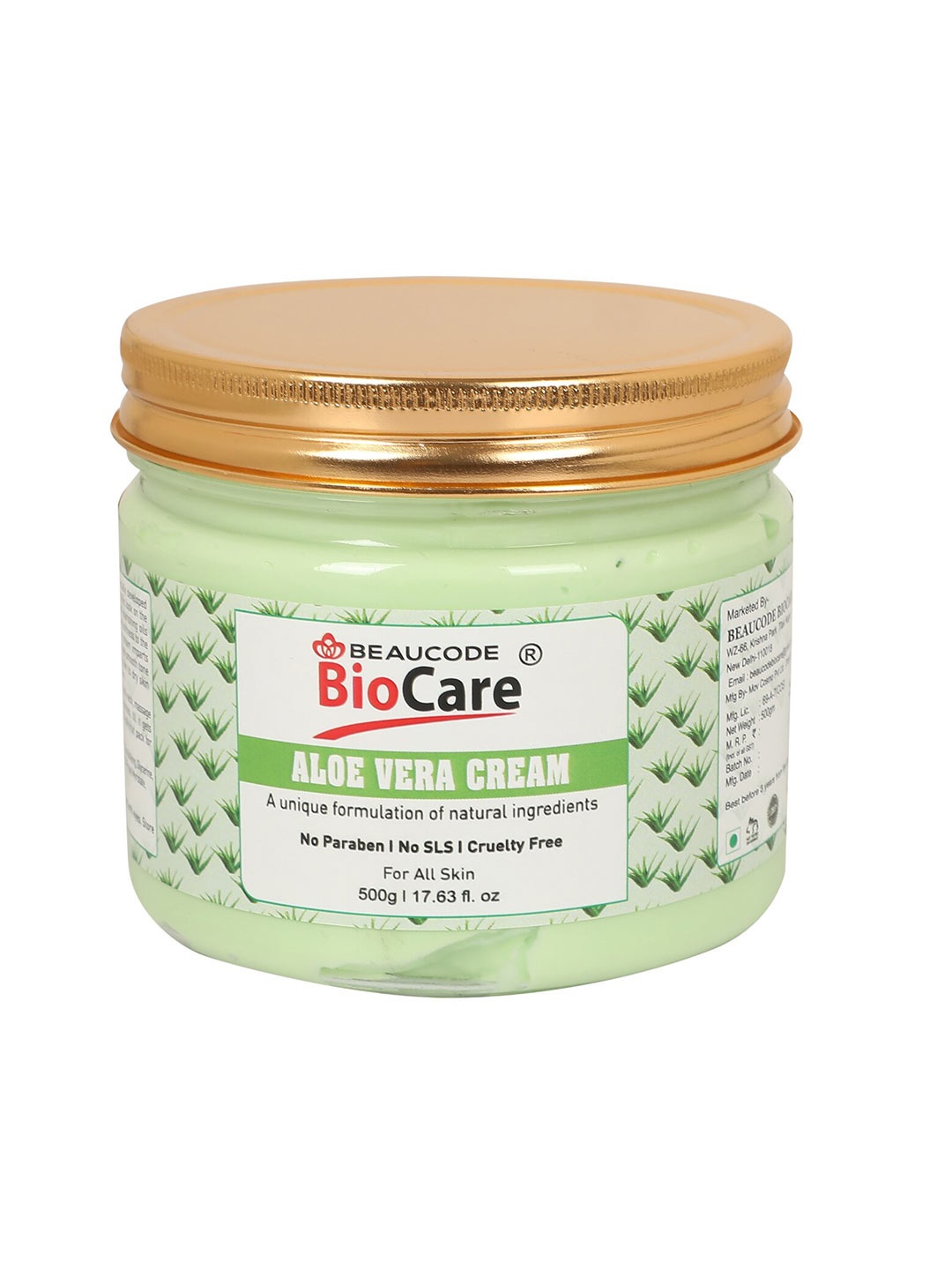 

BEAUCODE BIOCARE Aloe Vera Face & Body Cream for All Skin Types - 500 g, Green