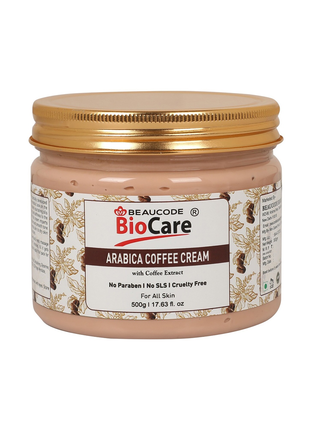 

BEAUCODE BIOCARE Arabica Coffee Face & Body Cream with Coffee Extract - 500 g, Brown