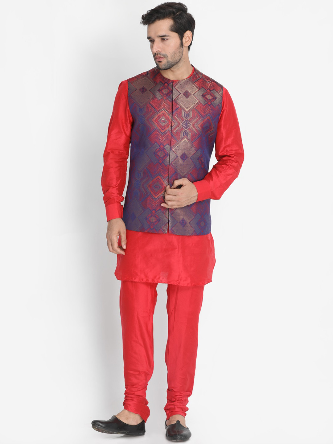 

VASTRAMAY Men Red Kurta with Pyjamas