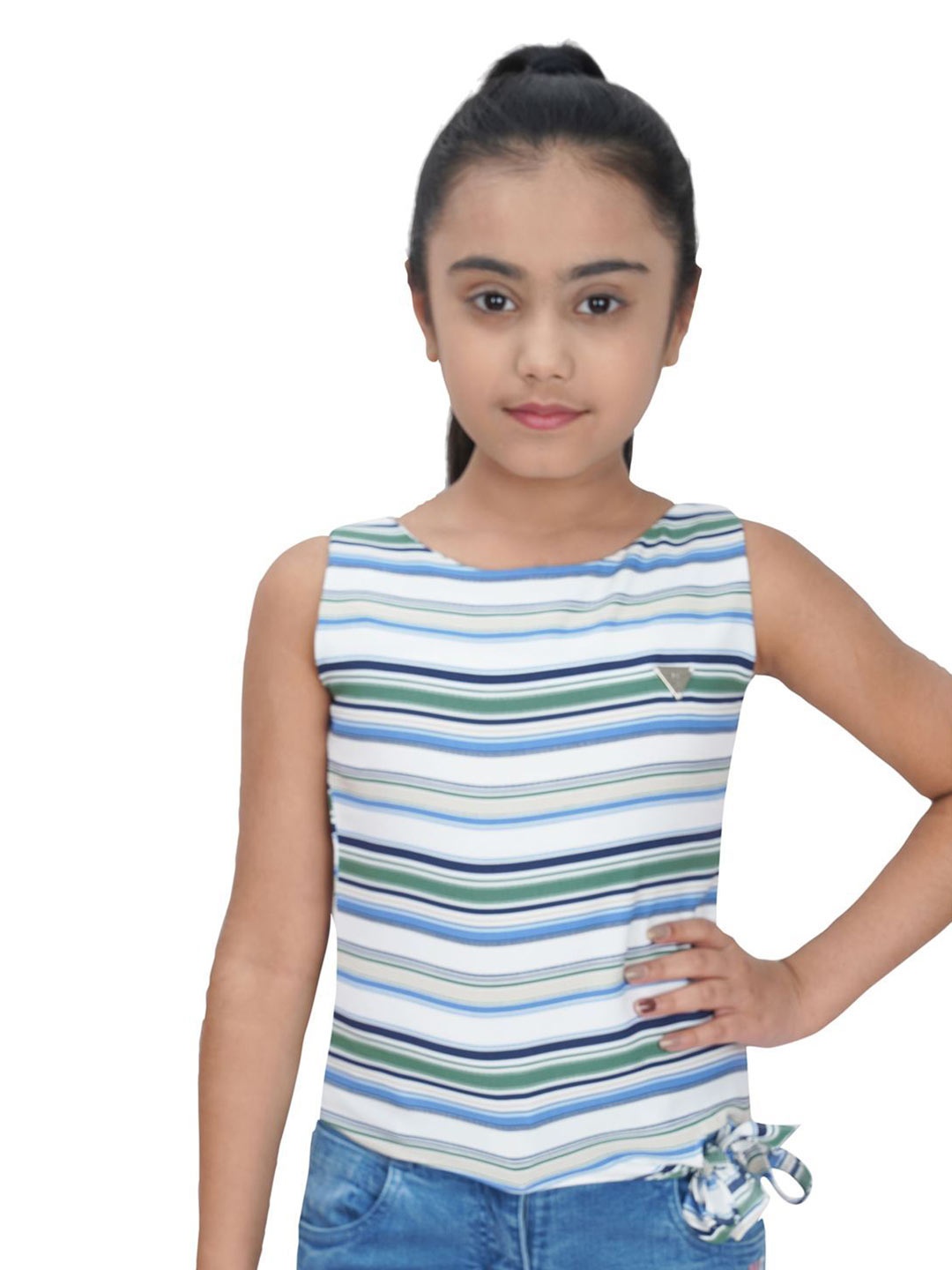 

Tiny Girl Green Striped Top