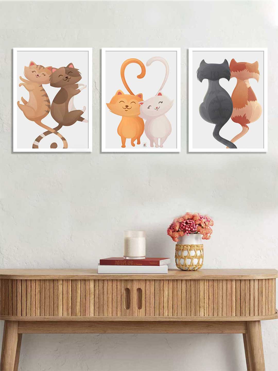 

Art Street Set of 3 Beige & Brown Kitty Framed Art Print Wall Art