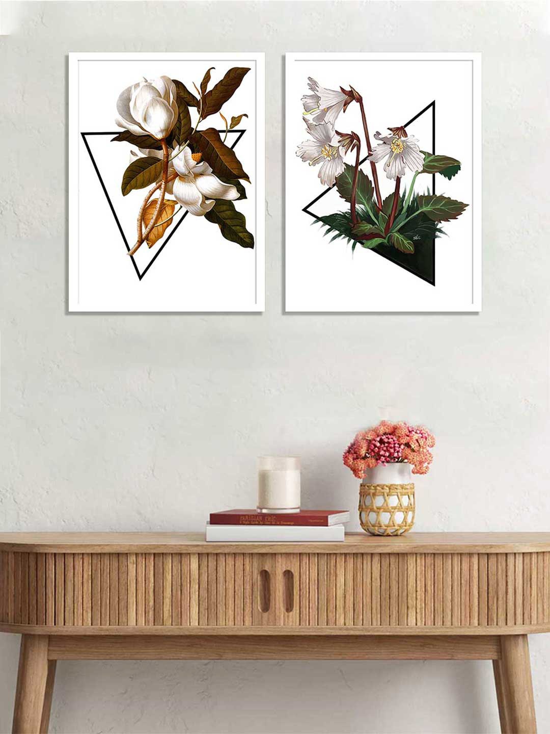 

Art Street Unisex White & Green Printed Floral Wall Art