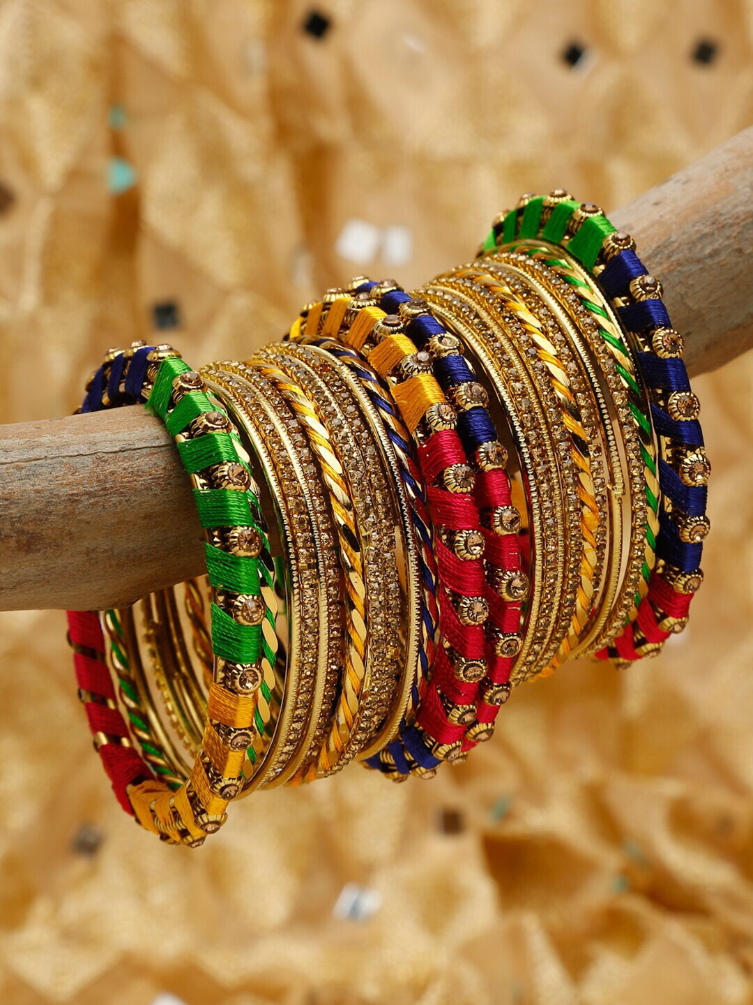 

Shining Diva Set of 26 Gold Plated Bangles, Multi