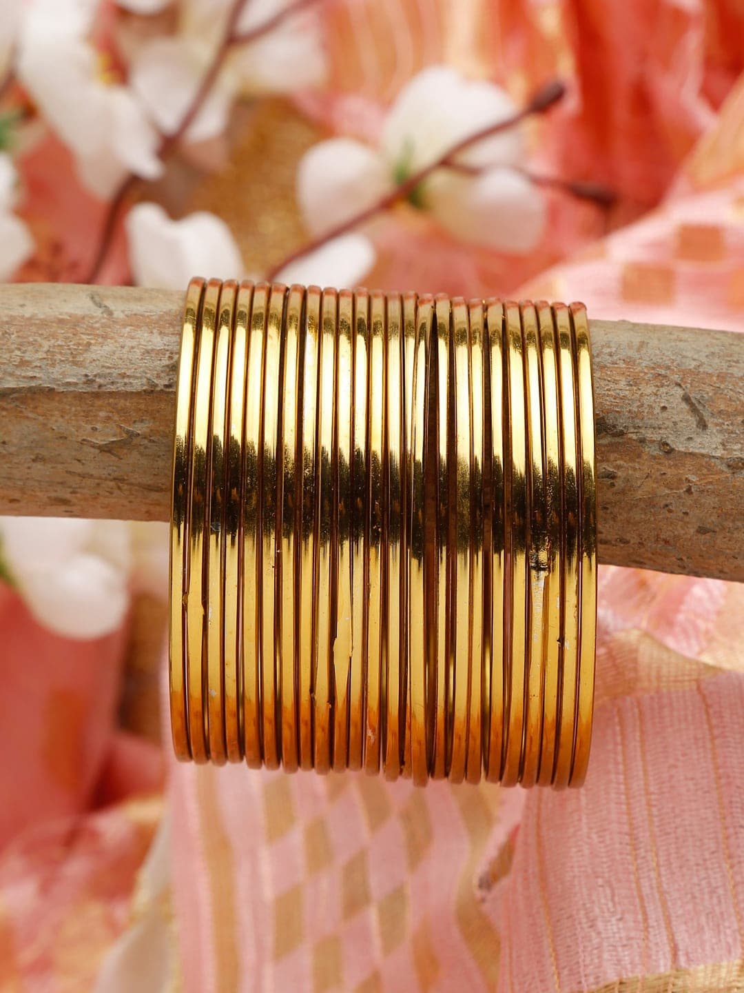 

Shining Diva Set Of 24 Gold-Plated Antique Bangles