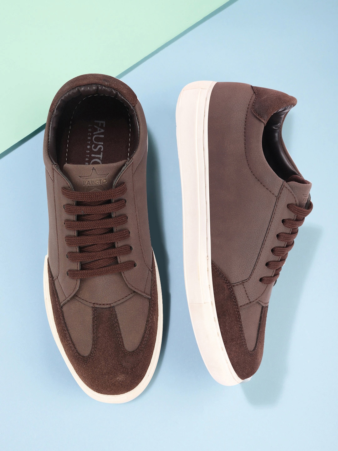 

FAUSTO Men Brown Textured PU Sneakers