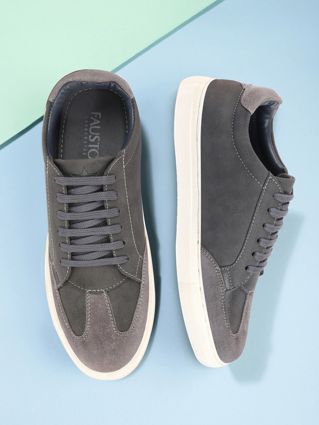 

FAUSTO Men Grey Perforations PU Slip-On Sneakers