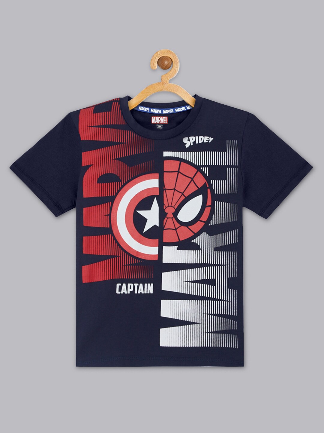 

Kids Ville Boys Navy Blue & dark sapphire Avengers Printed Applique T-shirt