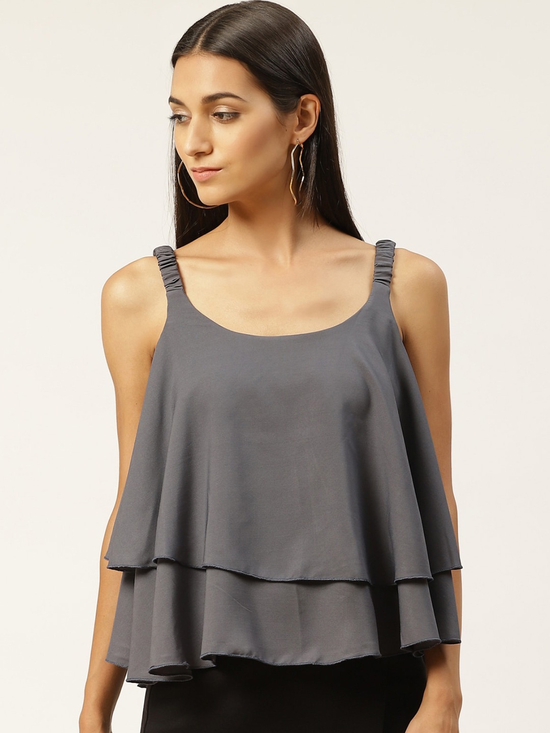 

IQRAAR Women Grey Solid Top