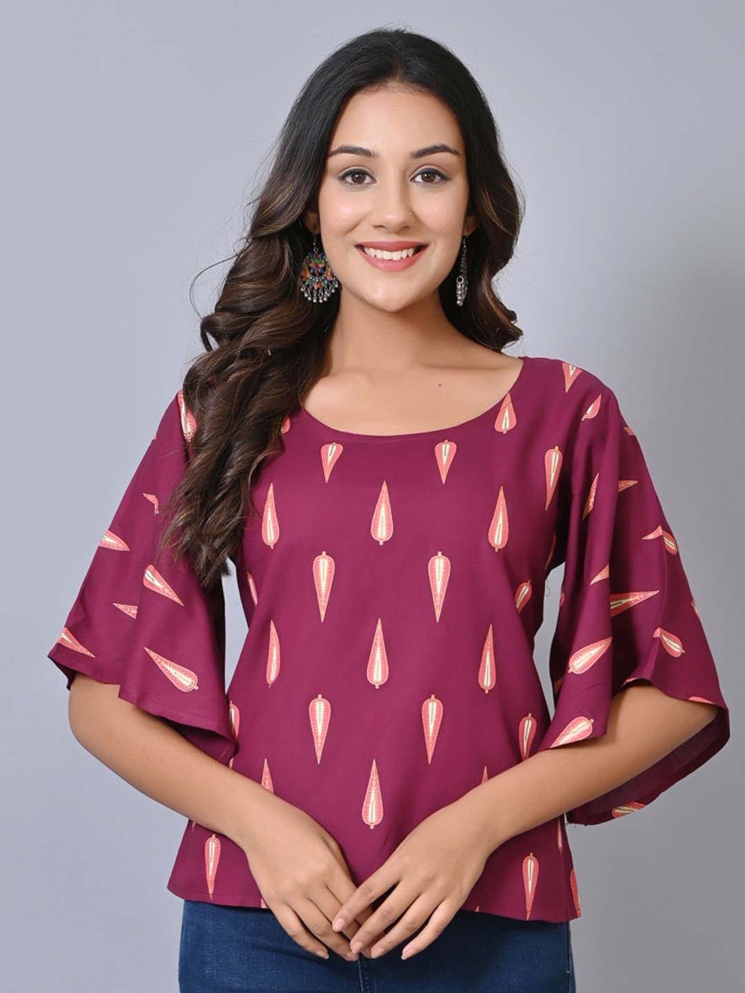

IQRAAR Purple Print Top