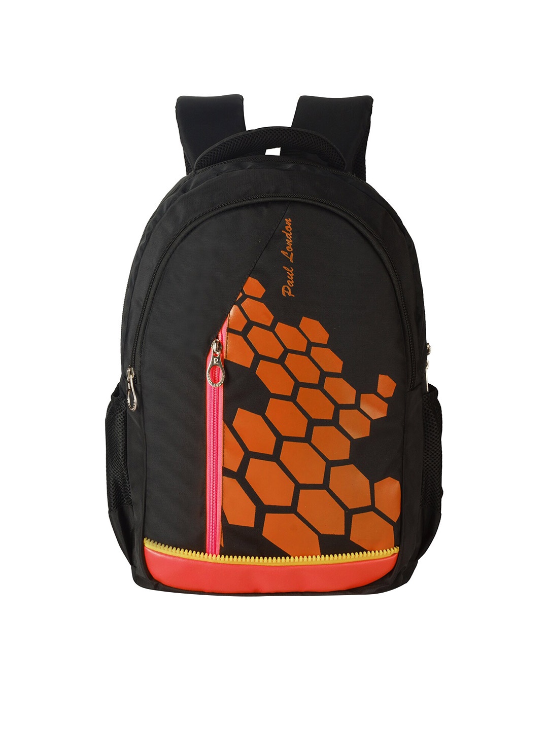 

PAUL LONDON Unisex Navy Blue & Mustard Geometric Backpack