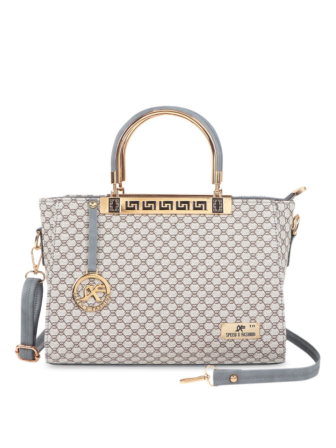 

SXF SPEED X FASHION Grey PU Structured Handheld Bag