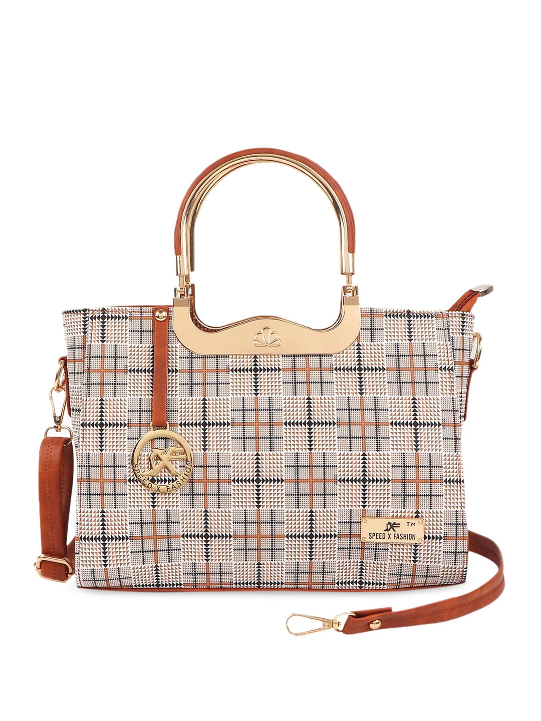 

SXF SPEED X FASHION Tan Textured Handheld Bag
