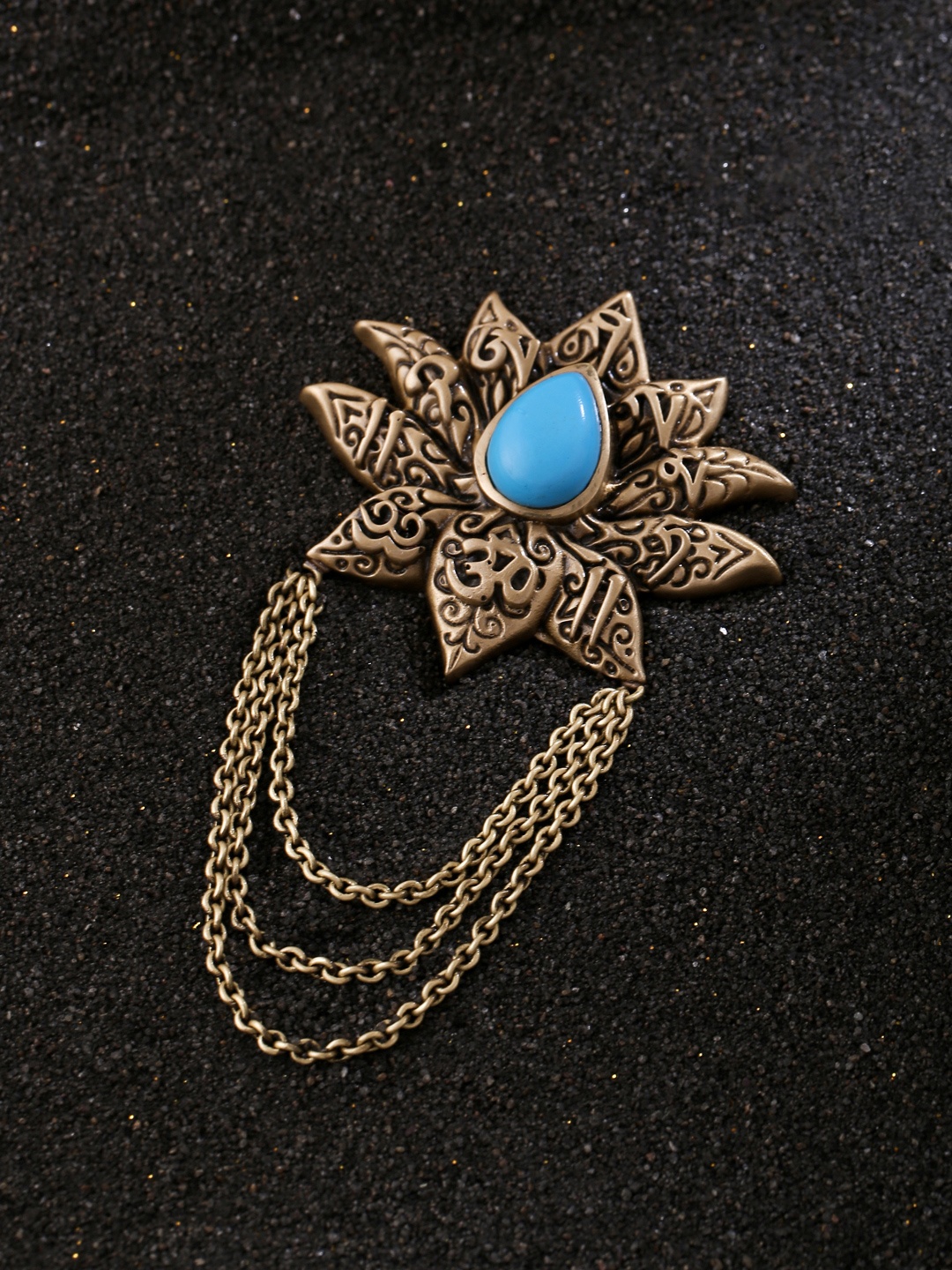 

COSA NOSTRAA Men Metallic-Toned & Blue Lotus Shaped Brooch