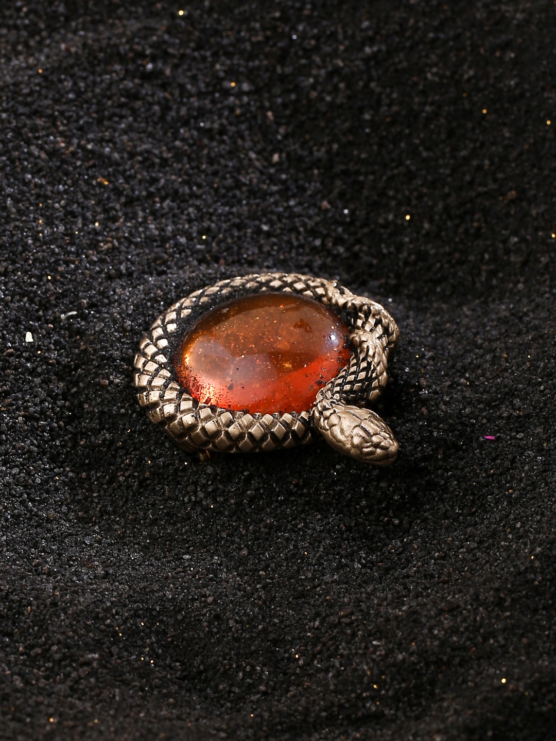 

COSA NOSTRAA Men Gold-Toned & Orange Stone-Studded Brooch