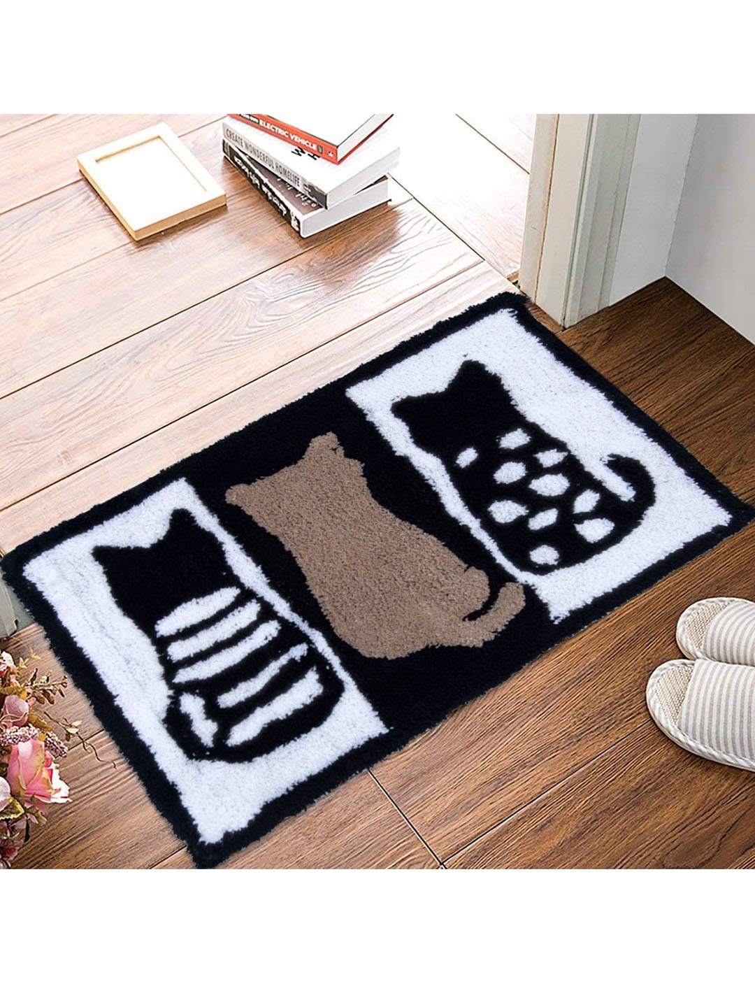 

AAZEEM Brown & White Printed Cotton Anti-Skid Doormat