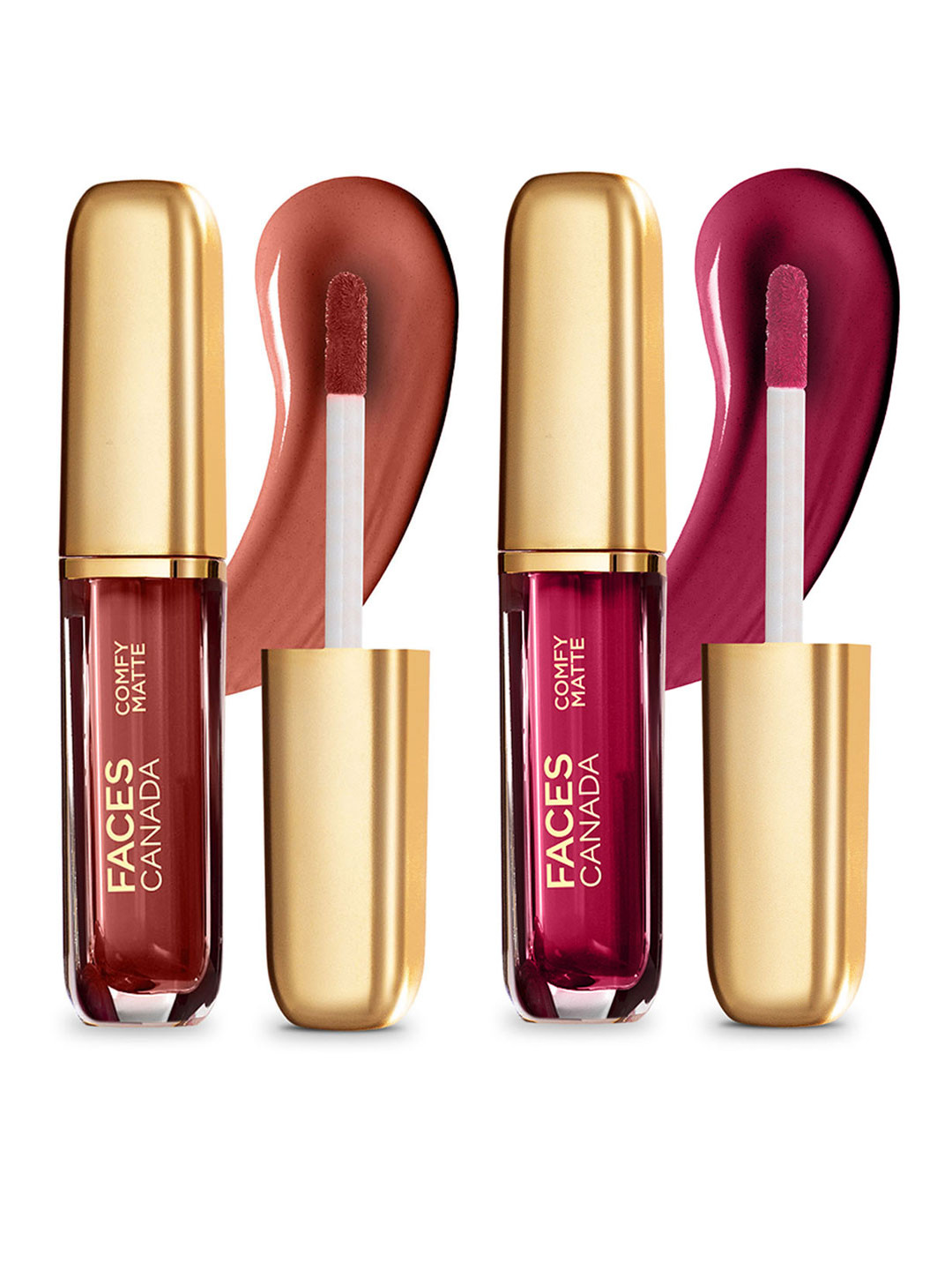 

FACES CANADA Set of 2 Comfy Matte Lip Colors 3 ml Each - Any Day Now 04 & For The Win 08, Brown