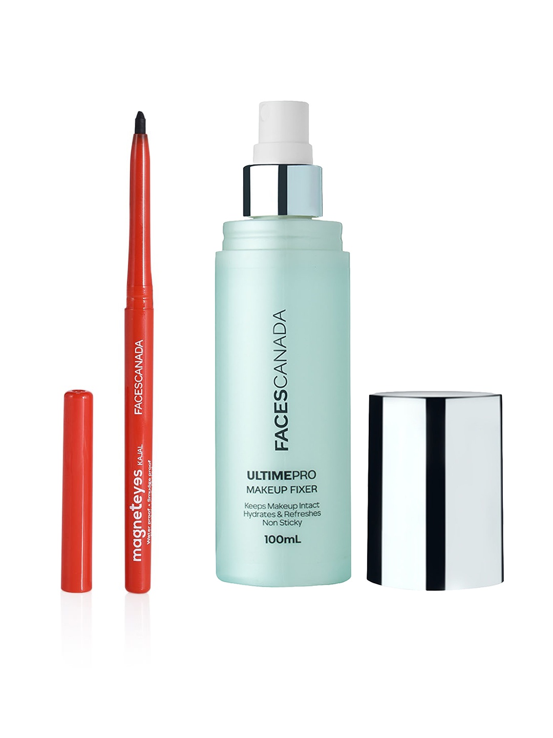 

FACES CANADA Set of Ultime Pro Makeup Fixer & Magneteyes Kajal - Black 01, Green