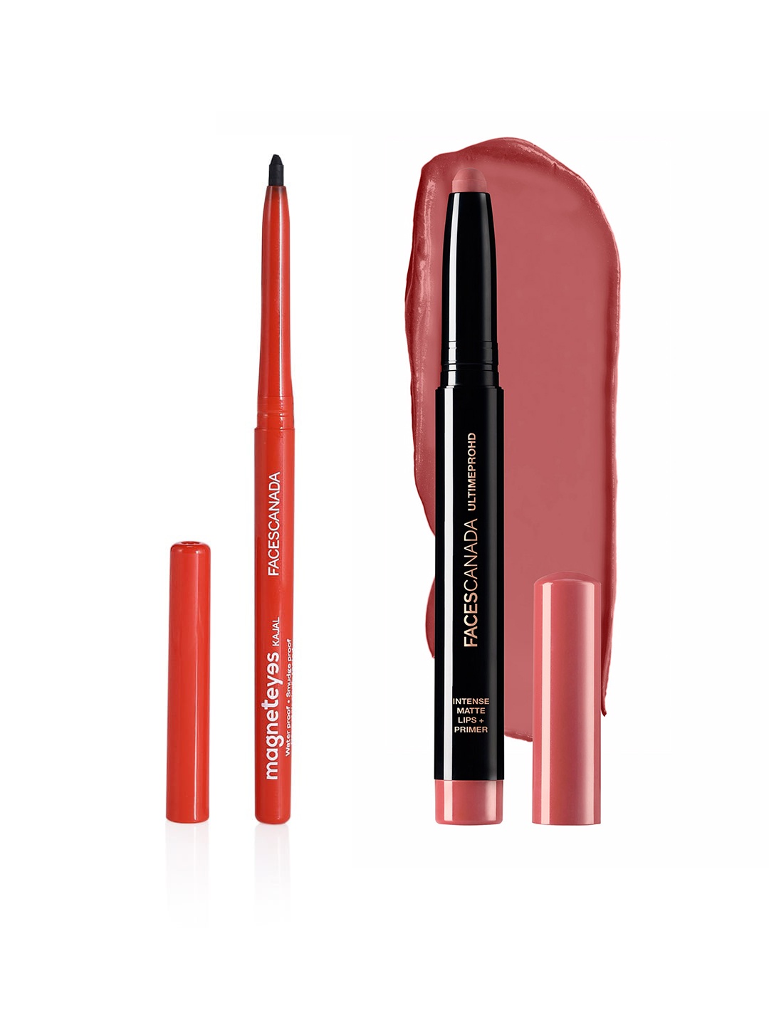 

FACES CANADA Set of Magneteyes Kajal-Black 01 & UltimePro HD Intense Lipstick-Tea Rose 10, Pink