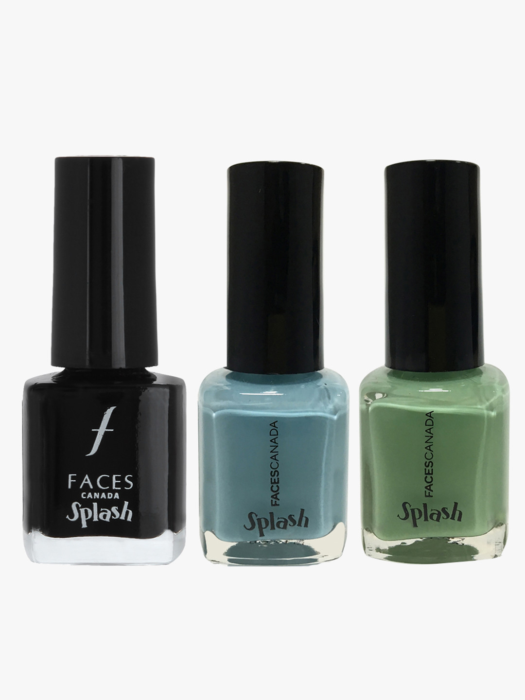 

FACES CANADA Set of 3 Splash Nail Enamels - Frozen 40, Linty 45 & Black Beauty 15
