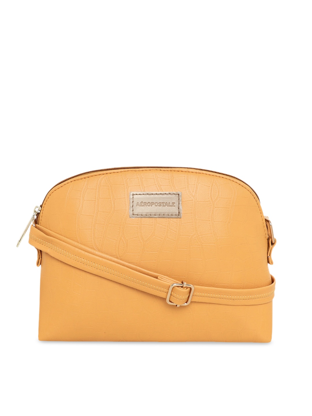 

Aeropostale Mustard PU Structured Sling Bag with Quilted