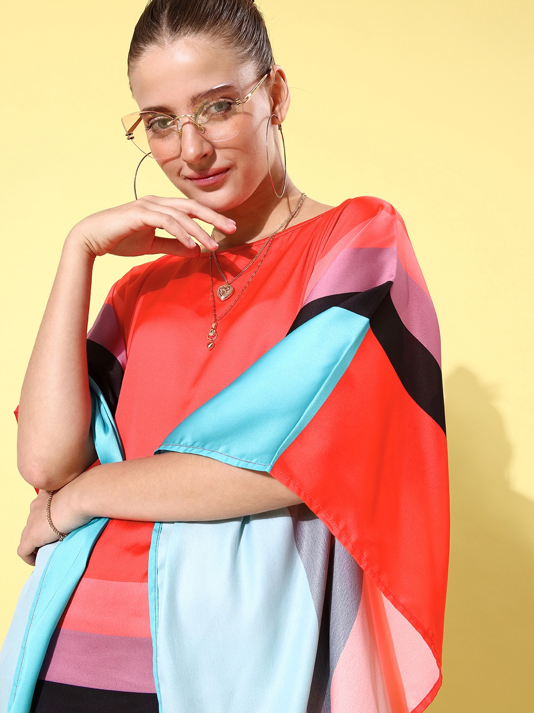 

StyleStone Women Colourblocked New Age Kaftan Dress, Multi