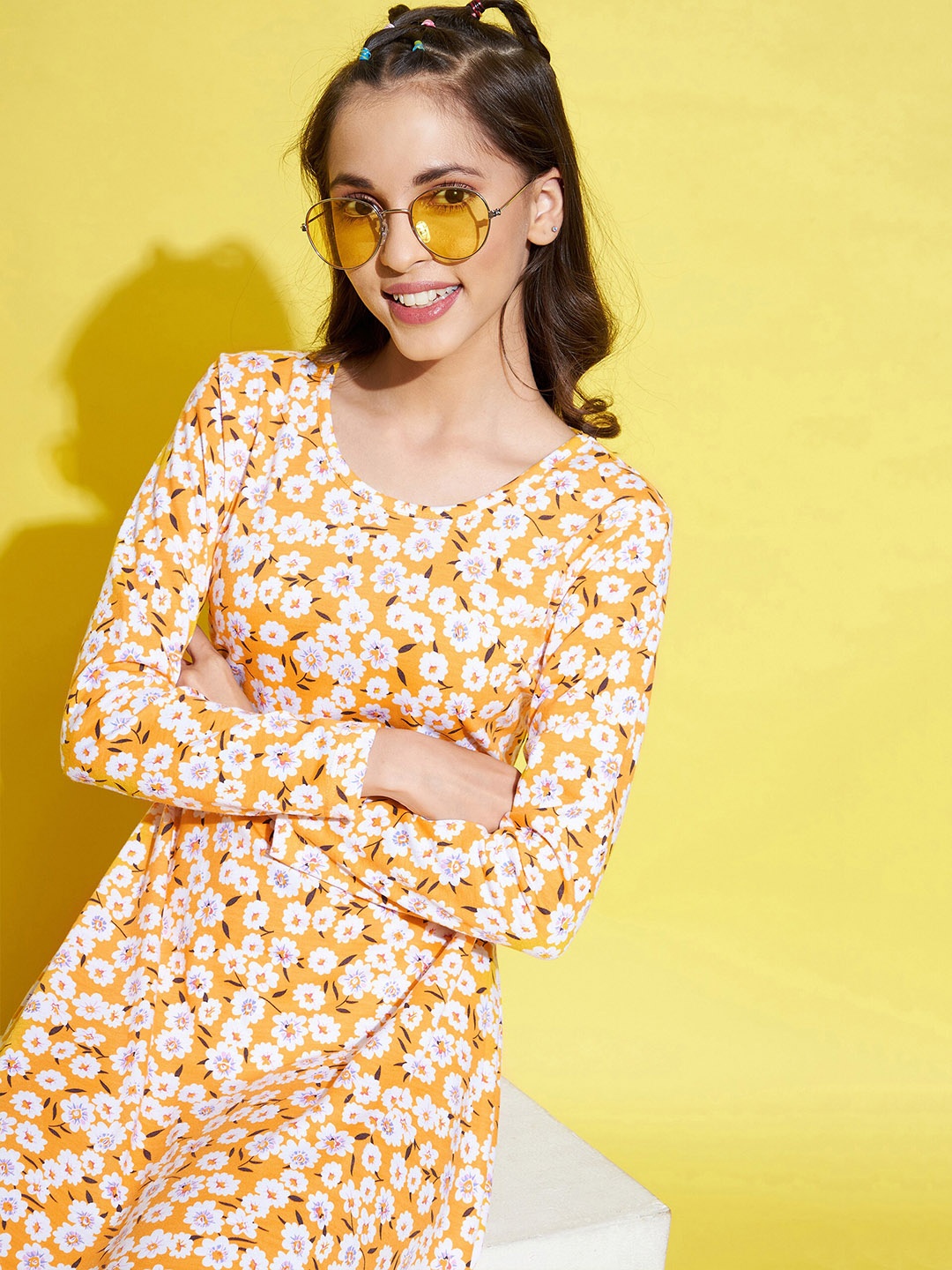 

Noh Voh - SASSAFRAS Kids Yellow Floral A-Line Midi Dress