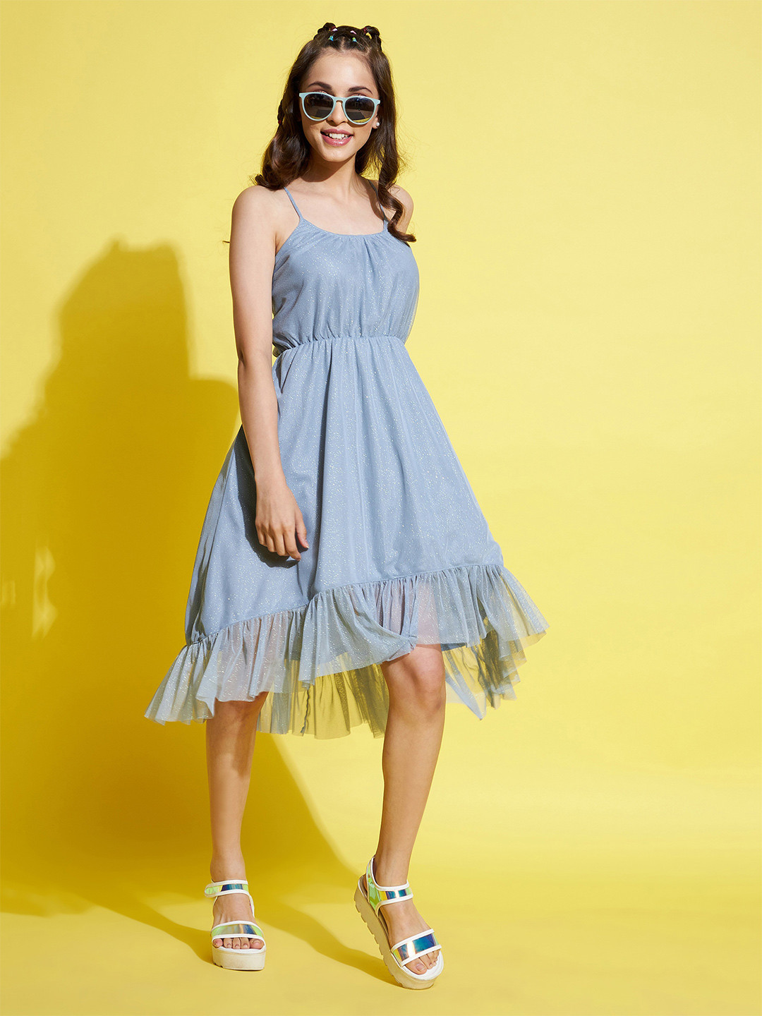 

Noh Voh - SASSAFRAS Kids Blue & iris Net Midi Dress