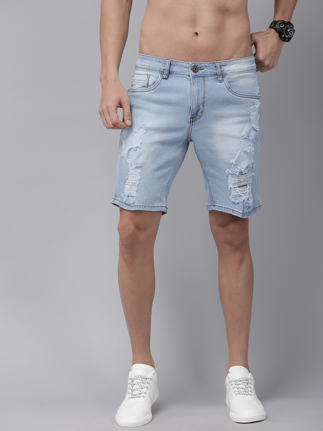 

Roadster Men Blue Slim Fit Denim Shorts