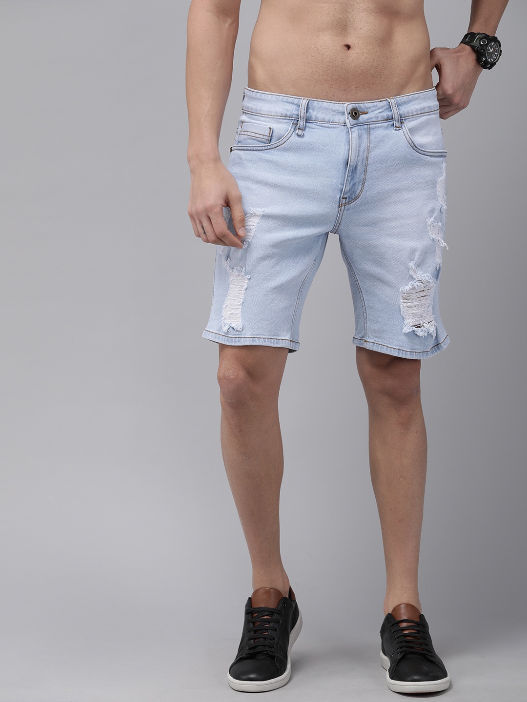 

Roadster Men Blue Slim Fit Denim Shorts