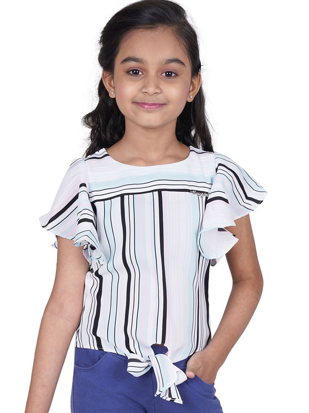 

Tiny Girl Blue Striped Top
