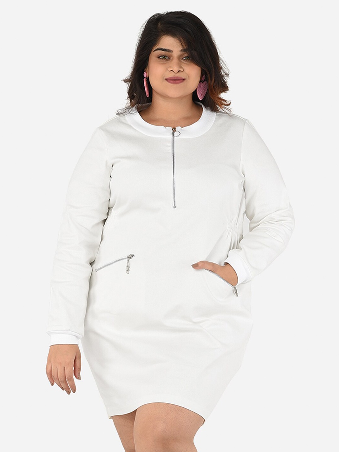 

Curvy Clan Plus Size White Denim Sheath Dress