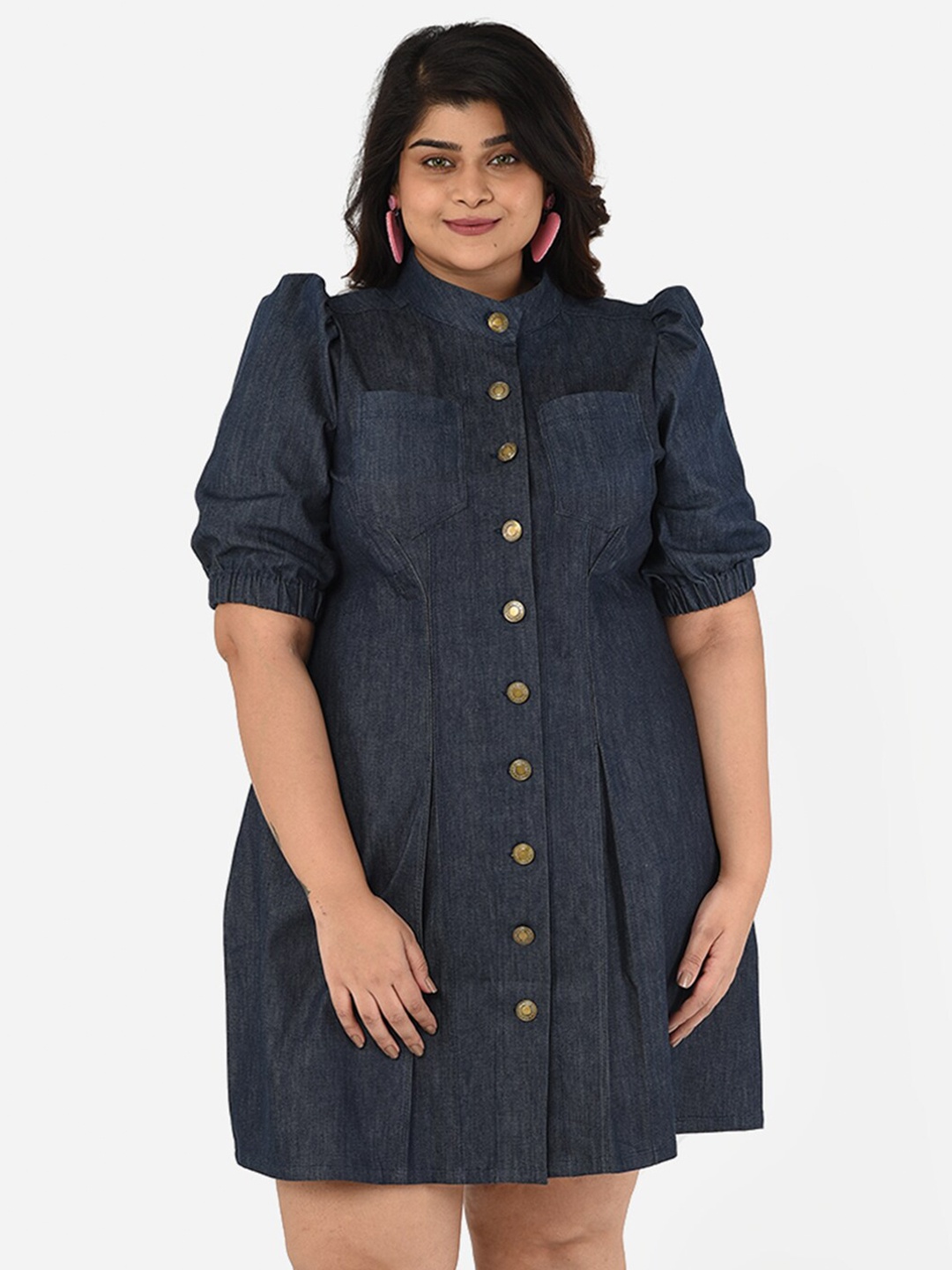 

Curvy Clan Blue Plus Size Denim Shirt Dress