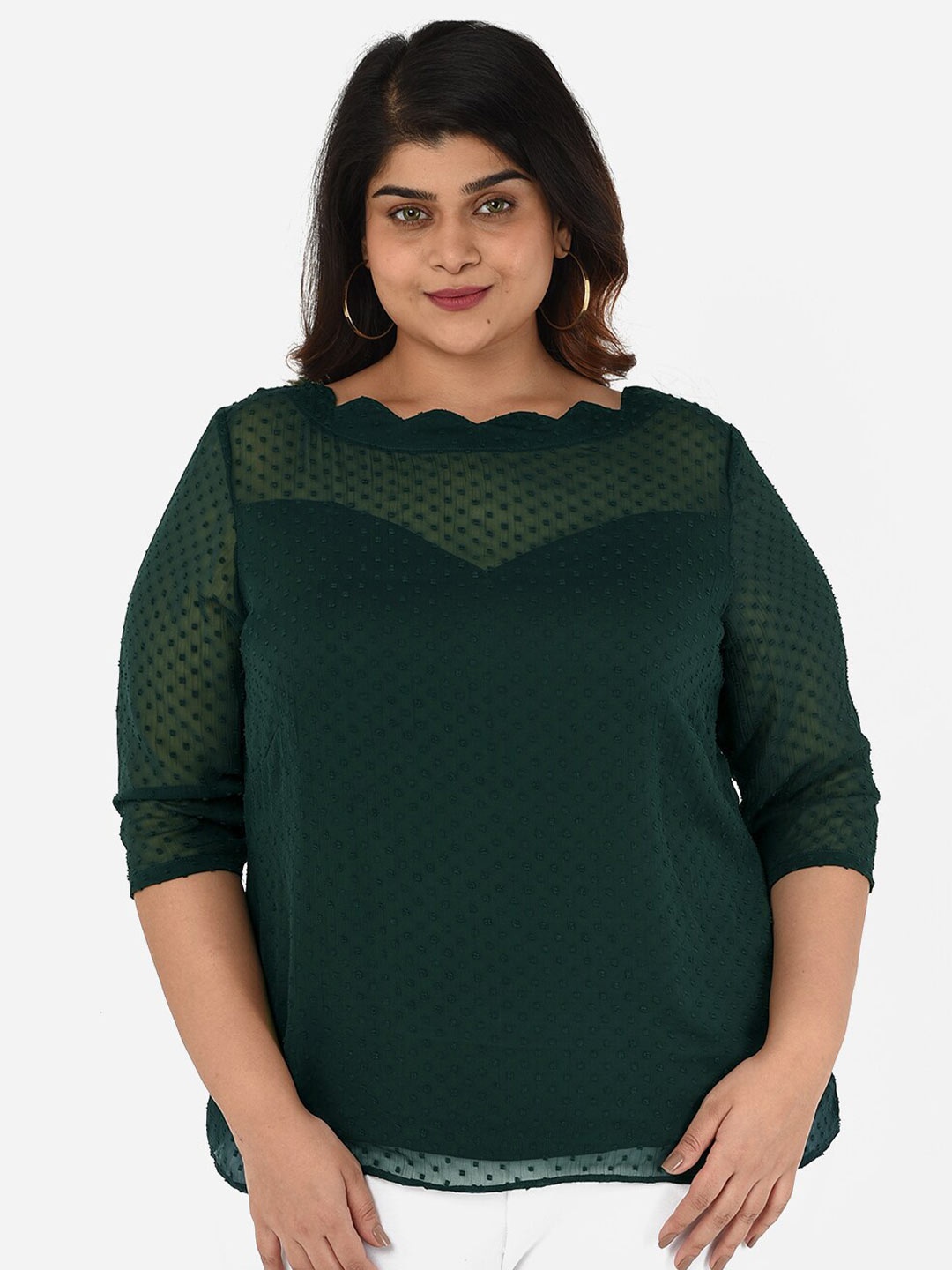 

Curvy Clan Plus Size Sea Green Chiffon Top
