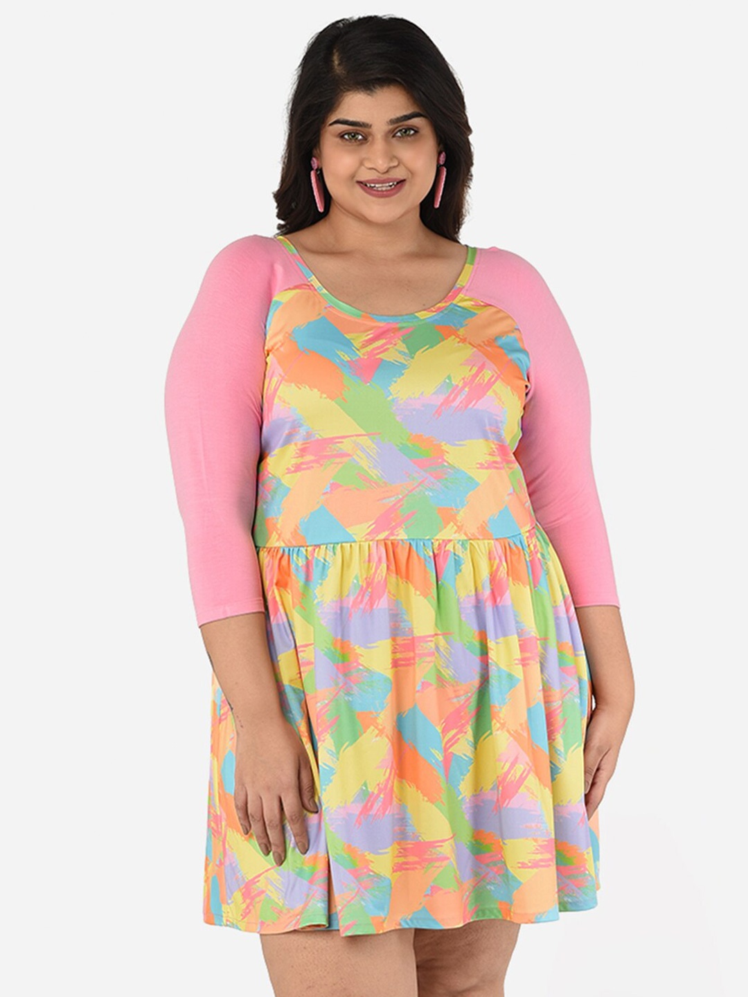 

Curvy Clan Plus Size Multicoloured Scuba Dress, Multi