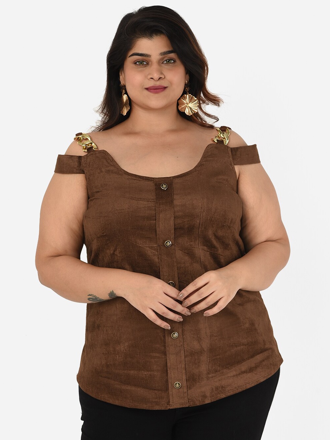 

Curvy Clan Plus Size Brown Plus Size Solid Top