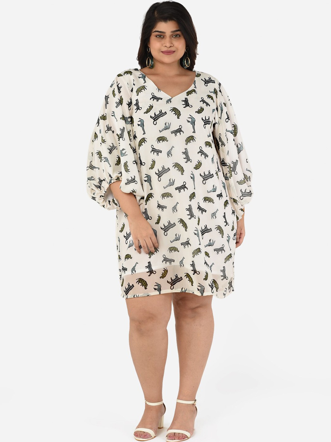 

Curvy Clan Plus Size White Crepe Dress