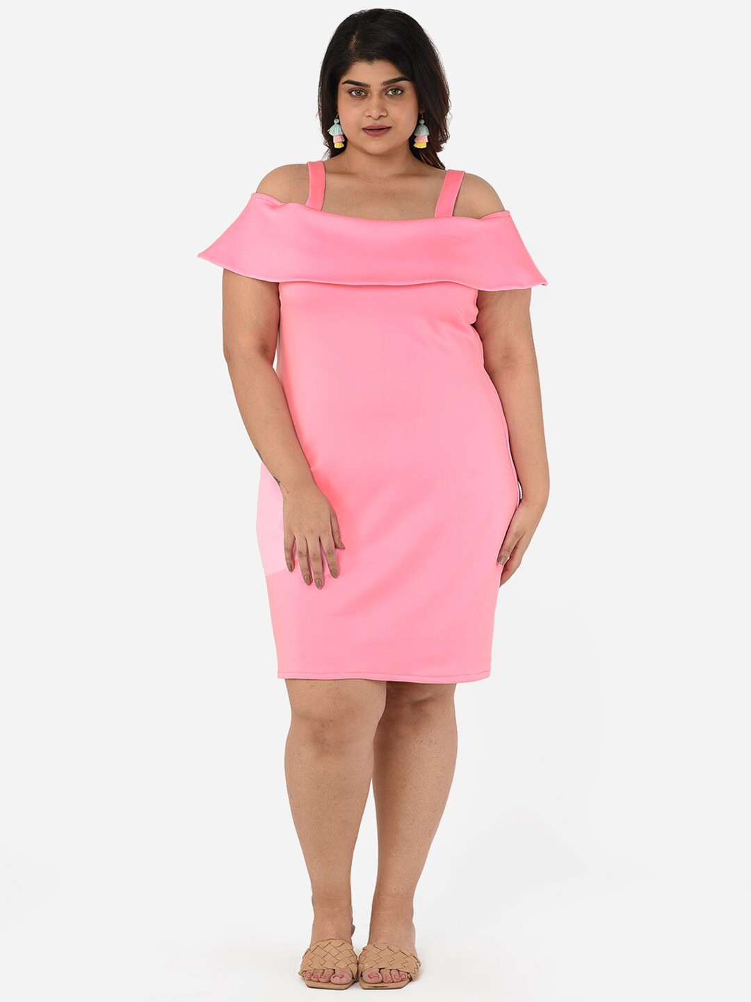 

Curvy Clan Plus Size Pink Scuba A-Line Dress