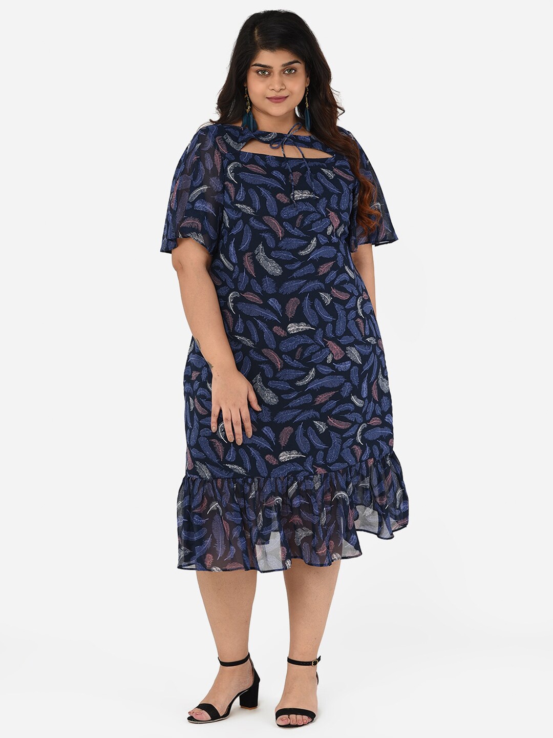 

Curvy Clan Blue Plus Size A-Line Midi Dress