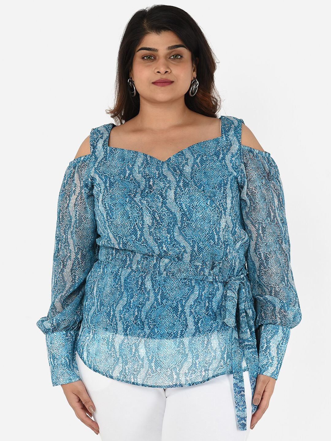 

Curvy Clan Blue Plus Size Snake Print Top