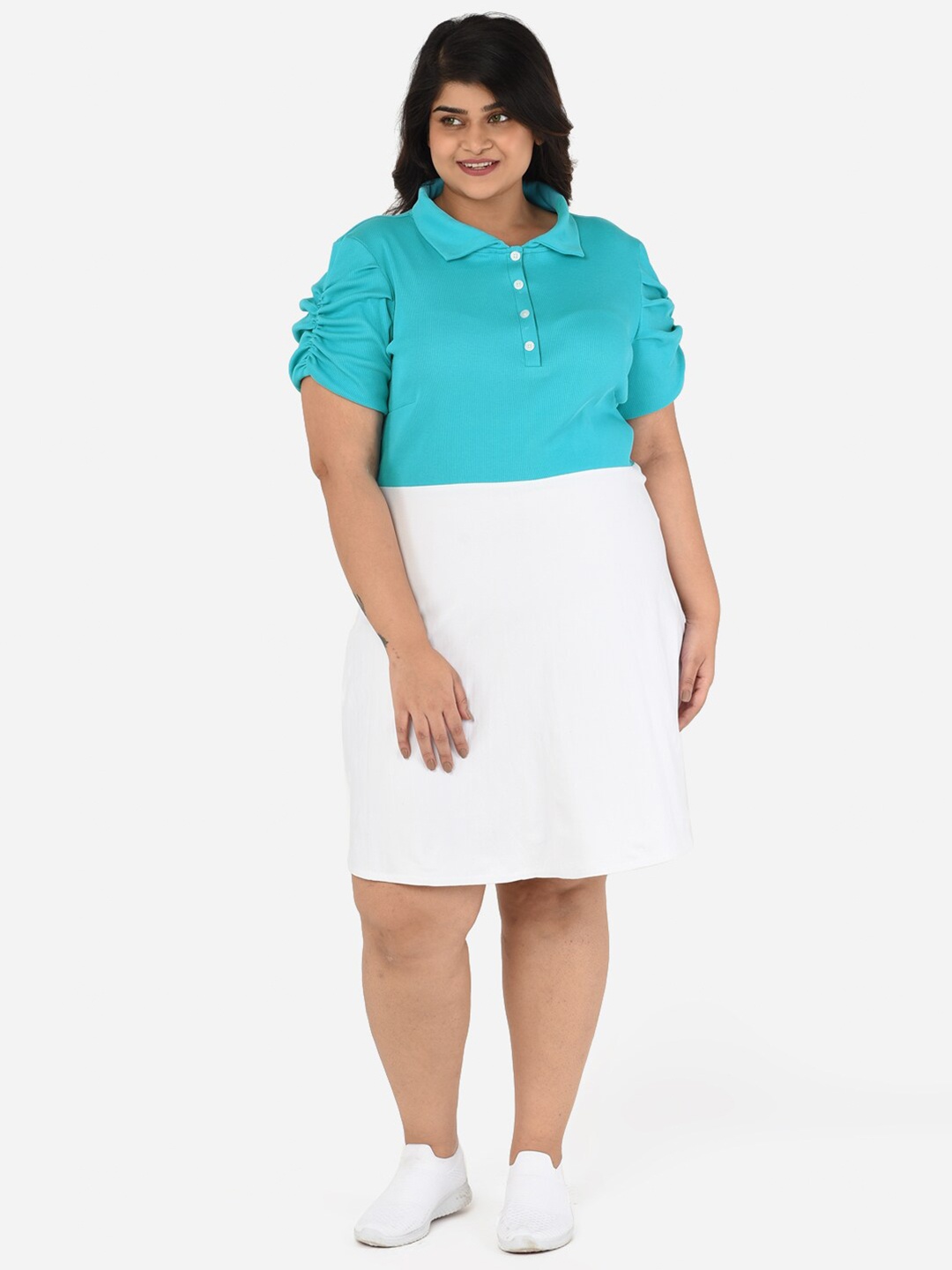

Curvy Clan Blue Plus Size Colourblocked Dress