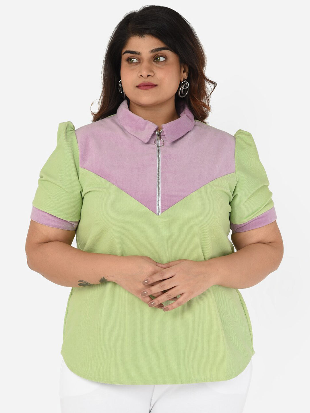 

Curvy Clan Green Plus Size Shirt Style Top