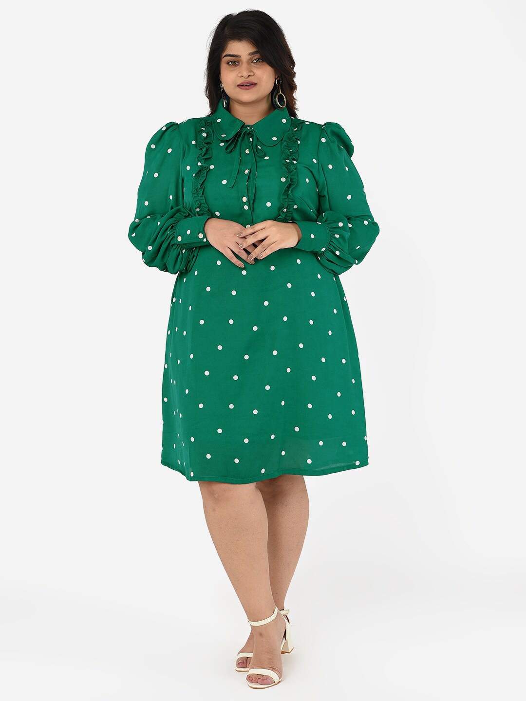 

Curvy Clan Green Plus Size Polka Dress