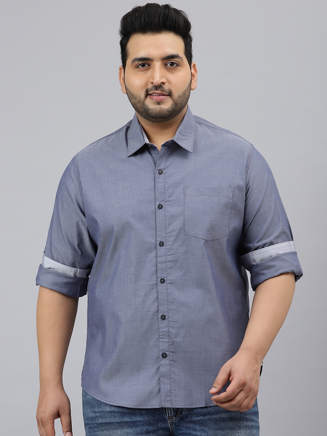 

Thomas Scott Plus Size Men Blue Casual Shirt