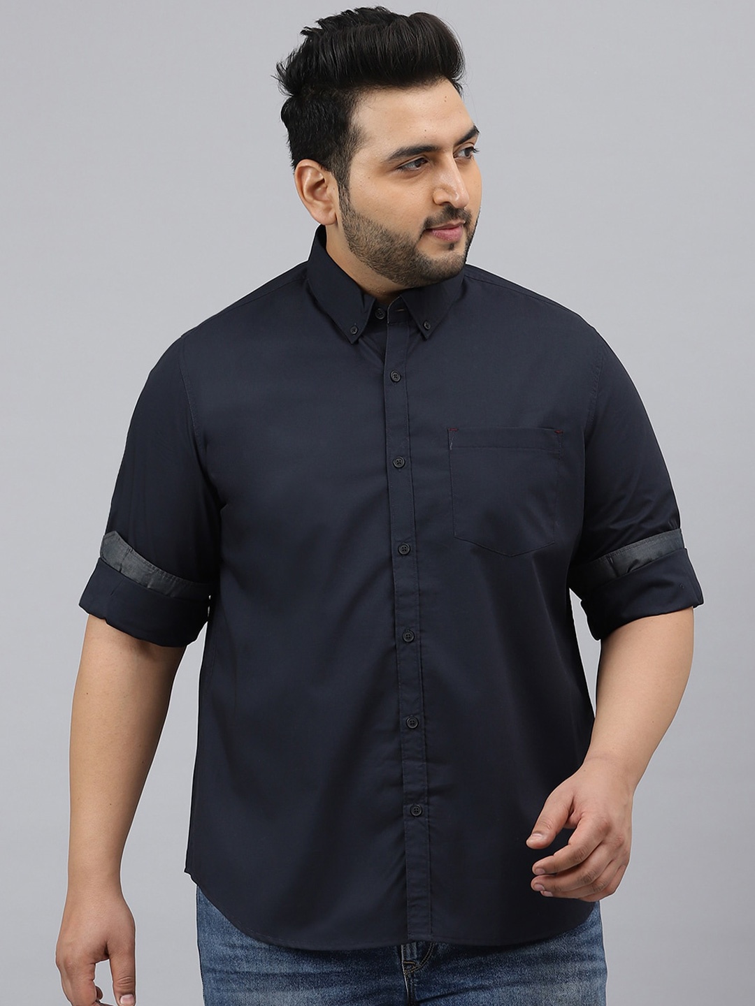 

Thomas Scott Plus Size Men Black Casual Shirt