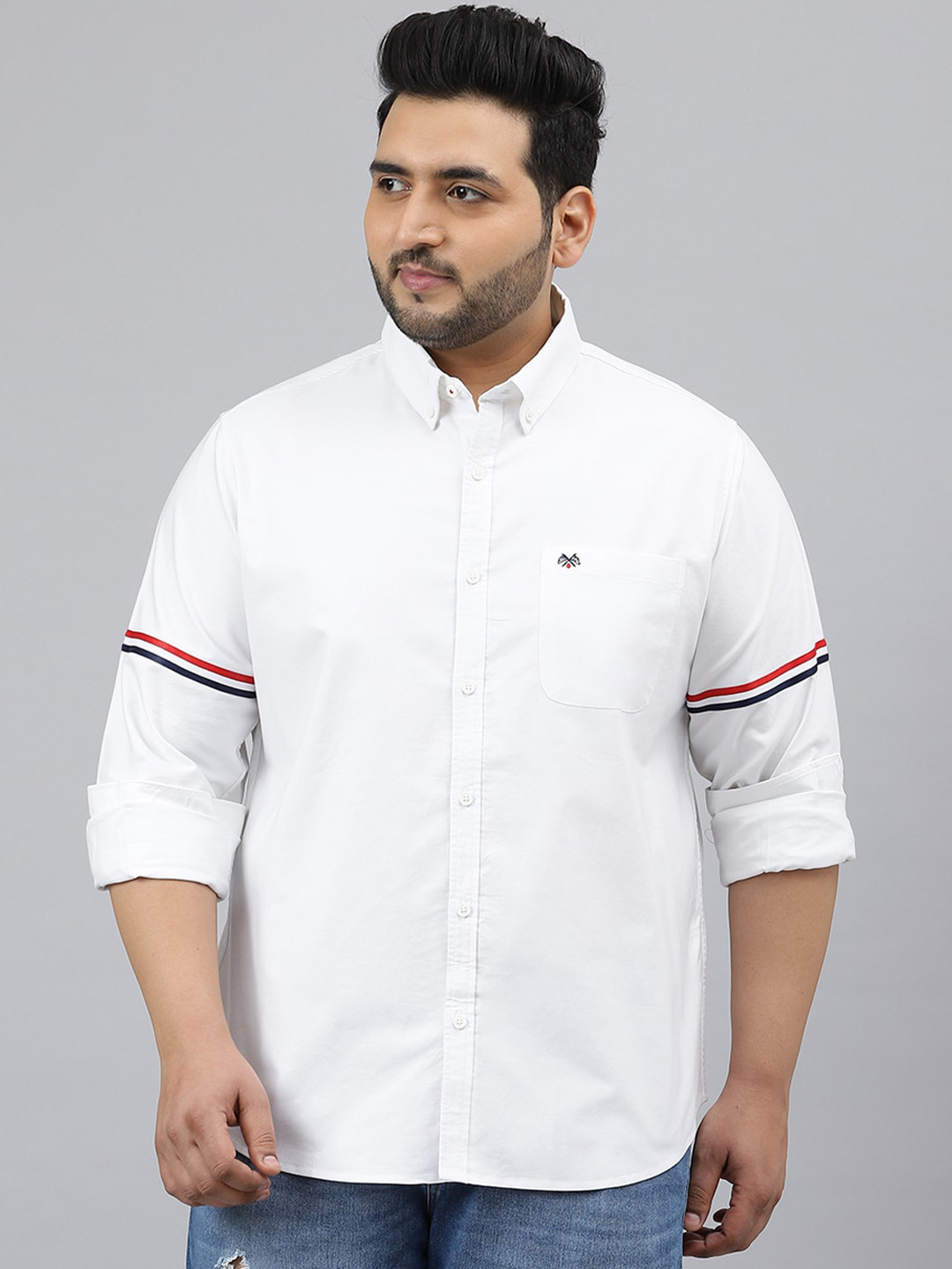 

Thomas Scott Plus Size Men White Casual Shirt