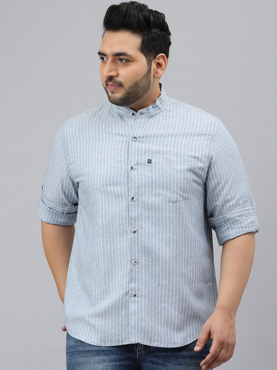 

Thomas Scott Men Blue Striped Casual Shirt