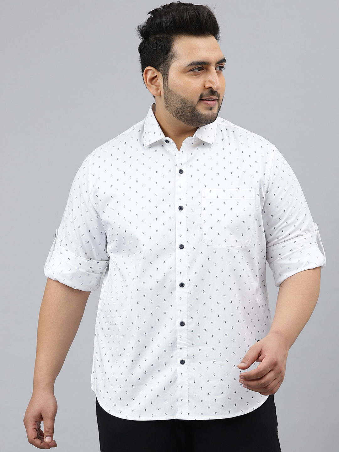 

Thomas Scott Plus Size Men White Printed Casual Shirt