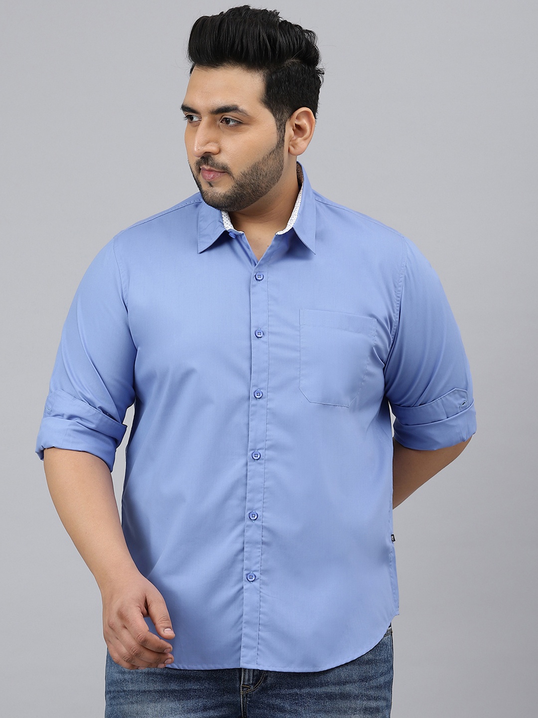 

Thomas Scott Plus Size Men Blue Casual Shirt