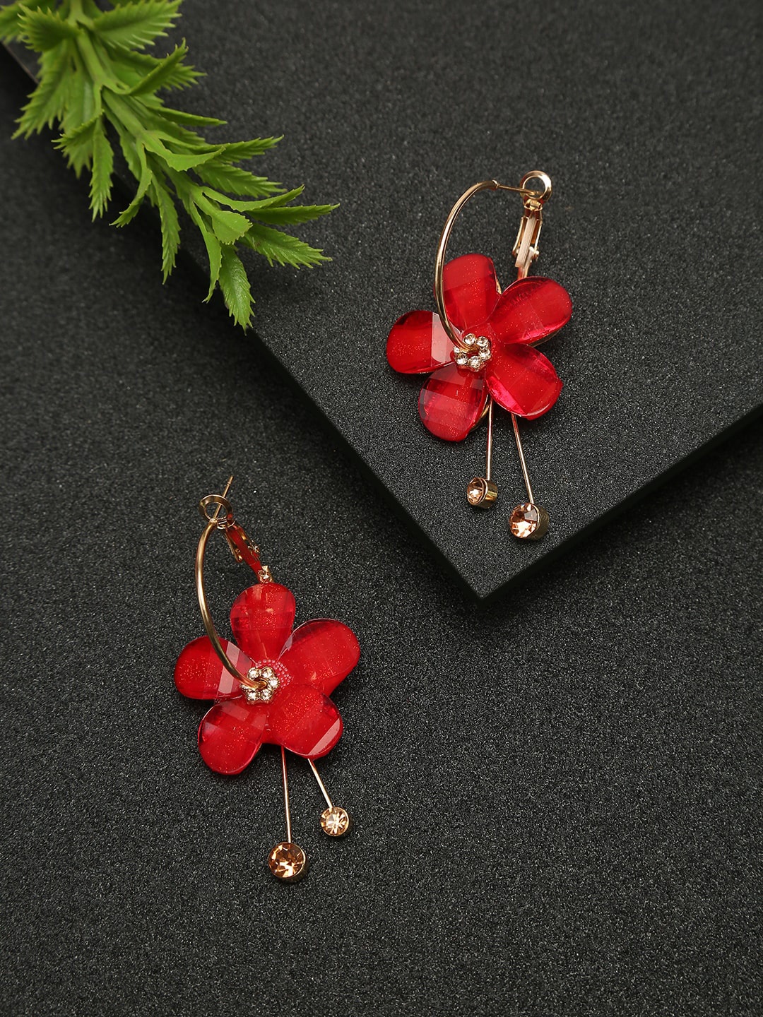 

YouBella Red Contemporary Studs Earrings